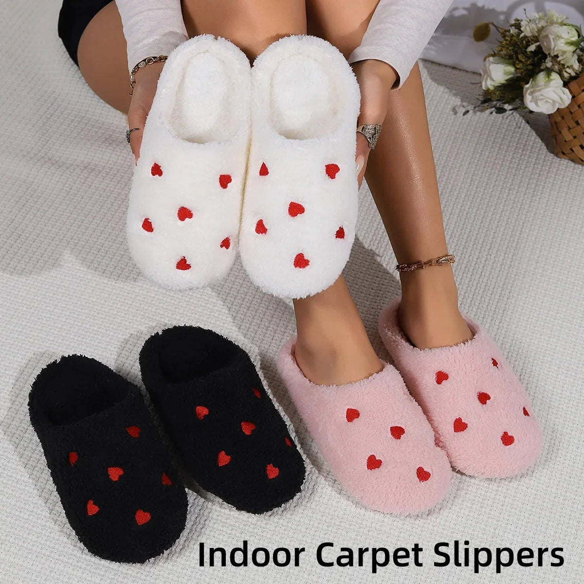 Chaussons “Heart Cozy” – Style Cute & Ultra Confort